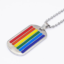 Rainbow LGBT Dog Tag Gay and Lesbian Pride Pendant Stainless Steel Long Chain Necklace for Man Women Fashion Jewelry 2024 - buy cheap