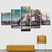 Декоративные плакаты, художественные современные картины, 5 шт., Лондонский мост, городской пейзаж, холст, модульные картины для гостиной 2024 - купить недорого