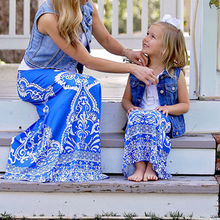 Одинаковые платья для мамы и дочки, синяя юбка для мамы и дочки, одежда для родителей и детей, 2019 2024 - купить недорого