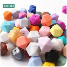 Bopoobo-Cuentas hexagonales de silicona para mordedor de bebé, cuentas de 17mm para collar, juguetes seguros, varilla pequeña de silicona, 100 Uds. 2024 - compra barato