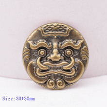 Conjuntos de amuletos de pele em bronze, amuletos com cabeça de dragão chinês, decoração artesanal, 10 peças de 1-2/8 "( 30x30mm) 2024 - compre barato
