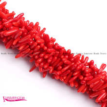 Alta calidad-Cuentas sueltas de Coral Natural para fabricación de joyas, hebra de 15 "con forma de palillo, de 3 a 4mm x 10 a 14mm, Color rojo liso, w4063 2024 - compra barato