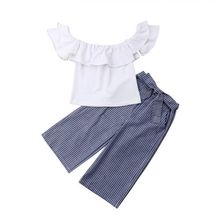 Toddler Kids Baby Girls Clothes Off Shoulder Ruffle Top Pants Summer Outfit Set Clothes 2024 - buy cheap