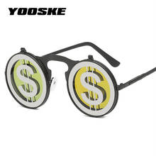 YOOSKE Ретро стимпанк очки солнцезащитные очки мужские Персонализированные Светоотражающие флип-ап Солнцезащитные очки женские паровые панк доллар солнцезащитные очки uv400 2024 - купить недорого