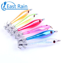 East Rain 9.5cm 6g 5pcs/lot Luminous lure fluorescent wood shrimp squid jig for squid fishing Fluorescent insect Night Fishing 2024 - buy cheap