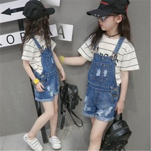New 2 3 4 5 6 7 Years Denim Jumpsuit For Girls Fashion Ripped Overalls Kids Girl Shorts 2019 Summer Casual Toddler Baby Overall 2024 - buy cheap