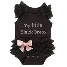 Kids Baby Girls Romper Jumpsuit Embroidered My Little Black Dress Lace Tutu Romper Jumpsuit Summer Clothes 0-18M 2024 - buy cheap