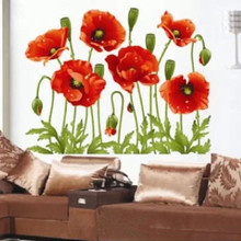 Pegatina de flor roja de 50x70cm, pegatinas de arte de pared extraíbles, calcomanía de vinilo Mural para decoración del hogar, dormitorio, sala de estar, impermeable a prueba de moho 2024 - compra barato