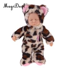 Muñeca Reborn de peluche de 25cm para niños, muñeco realista de peluche para dormir, con ropa de leopardo, juguetes para niños 2024 - compra barato