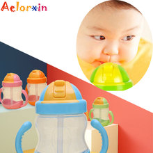 Mamadeira de bebê com 280ml, copo para treino de bebês com alça dupla, copo tipo canudo para alimentação de crianças 2024 - compre barato