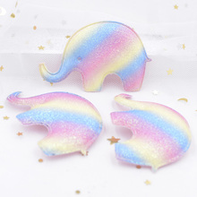 72mm Padded Patches Iridescence Diagonal Gradient Glitter Powders Fabric Elephant Applique for DIY Hat Headwear Accessories S35 2024 - buy cheap