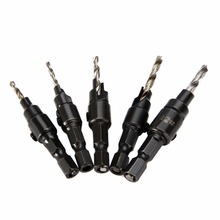 5pcs Durable Countersink Drill Bits Set #5 #6 #8 #10 #12 + Hex Shank for WoodworkingDrilling Pilot Holes Tools 2024 - buy cheap