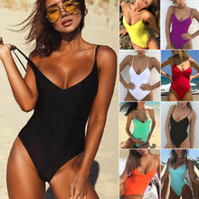 2019 Sexy One Piece Swimsuit Women Swimwear Female Solid Black Thong Backless Monokini Bathing Suit XL 2024 - buy cheap