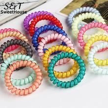 FANALA Multicolor Elastic Hair Bands Spiral Shape Ponytail Hair Ties Gum Rubber Band Hair Rope Telephone Wire Hair Accessories 2024 - buy cheap