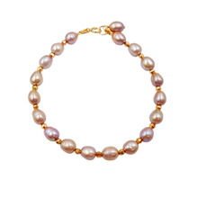 Lii Ji Pink Purple Freshwater Pearl Bracelet High Luster Rice Shape Beads 925 Sterling Silver Gold Plated Delicate Bracelet 2024 - buy cheap