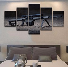 Pintura em tela impressa pôster decorativo 5 painéis quadros modernos lona pintura sniper rifle arte parede quadro pintura de arte 2024 - compre barato