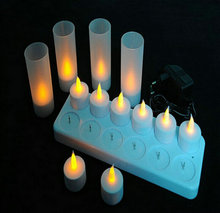 12 pcs LED Rechargeable Flameless Tea Light Candle set electric votives waxless safe romantic birthday wedding church bar decor 2024 - buy cheap