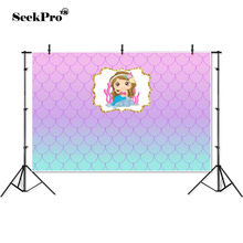 thin vinyl mermaid picture frame glitter shell baby children photo Backgrounds Professional indoor Photographic studio Backdrops 2024 - buy cheap