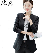 Peonfly negocio abrigos de moda las mujeres traje color sólido de manga larga chaqueta Blazer dama de oficina con trajes negros femenina otoño S - XXL abrigo mujer elegantes chaquetas invierno jaqueta feminina preta 2024 - compra barato