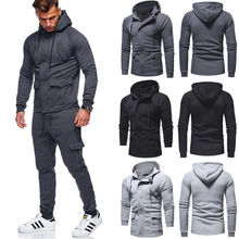 Winter Sports Style Mens Hoodie Fleece Zip Up Pockets Jacket Sweatshirt Hooded Plain Color Top M-XXXL 2024 - buy cheap