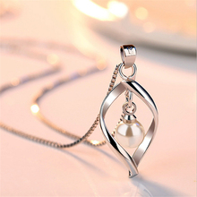 Micro CZ-collar con colgante de perla redonda doble trenzada, joyería para mujer, cadena de 45cm 2024 - compra barato