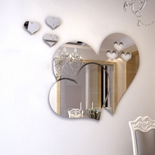 3D зеркало в виде сердца наклейки на стену Наклейка DIY художественная роспись съемный домашний декор 2024 - купить недорого
