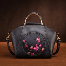 Women Genuine Leather Messenger Shoulder Bags Plum Blossom Pattern Multi-Capacity Retro Luxury Cowhide Handbag Female Tote Bags 2024 - buy cheap