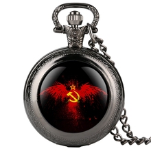 Crachás emblema da urss, relógio de bolso masculino retrô do exército russo cccp communismo, colar de corrente, presentes de lembranças 2024 - compre barato
