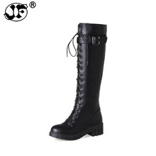 Botas con cordones hasta la rodilla para mujer, botas de combate con plataforma de suela alta gruesa, color negro, verde, gris, de talla grande 2024 - compra barato