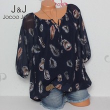 Jocoo Jolee Sexy Chiffon Blouses Womne Plus Size Leisure Print Summer Shirts Casual Half V Neck Loose Blouses Harajuku Tops 5XL 2024 - buy cheap