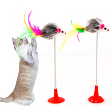 Распродажа, эластичная ложная мышь, перо, игрушка для питомца, забавная кошка, красочная Весенняя Интерактивная присоска, плюшевая игрушка 2024 - купить недорого