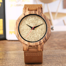 Reloj analógico de madera para hombre, cronógrafo de cuero auténtico, dorado, Simple, creativo, masculino 2024 - compra barato