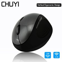CHUYI Professional Optical Wireless Mouse Ergonomic 6 Buttons 1600 DPI USB Computer office Gaming laptops Vertical Mice For PC 2024 - buy cheap