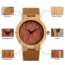 Antique Wooden Watch Concise Design Handmade Wood Watches Red Environmental Protection Natural Bmboo Watch for Women Men Lady 2024 - buy cheap