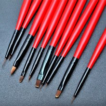 WiRinef 10pcs Red Handle Nail Art Drawing Painting Pen Brush Gel Polish Brushes Nail Dotting Liner Tools Set 2024 - buy cheap