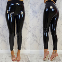 New Style Fashion Women Sexy High Waist Black Pants Slim Soft Stretch Shiny Wet Look Faux Leather Leggings Long Pants 2024 - buy cheap