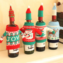 Рождественские Чехлы для бутылок с вином Санта-лось Рождественская елка чехол для бутылки вина Рождественский Декор для обеденного стола 2024 - купить недорого