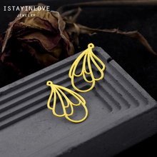 Handmade Jewelry Making Supplies Pendant Laser Cut Metal Geometry Leaf Raw Brass Charm Findings For DIY Necklace Earring RD539 6 2024 - buy cheap