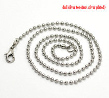 Silver Color Lobster Clasp Ball(2.4mm) Chain Necklaces 51cm(20-1/8"), 12PCs (B17260) 2024 - buy cheap