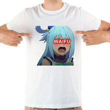 Camiseta informal de manga corta para hombre, camisa de anime japonés, aqua konosuba, waifu, divertida, de verano, blanca, otaku 2024 - compra barato