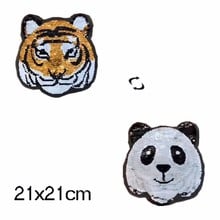 Animal Panda Tiger Reversible Change Sequins Sew On Patches for clothes Kids Boy Girl T Shirt Coat Embroidered Patch Applique 2024 - buy cheap