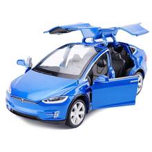 Игрушечный автомобиль из сплава, вытяжные машинки со звуком и светильник, детские игрушки, 1:32 Масштаб, модель X 90 (синий) 2024 - купить недорого