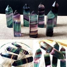 100% Natural Fluorite Crystal Colorful Striped Fluorite Quartz Crystal Stone Point Healing Hexagonal Wand Treatment Stone 2024 - buy cheap