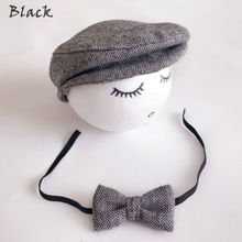 Baby Newborn Peaked Beanie Cap Hat + Bow Tie Photo Photography Prop Outfit Set 2024 - buy cheap