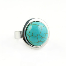 Round Tur quoise Ring for Women Free Size Jewelry Latest Natural Stone Inlaid Circle Cute Rings RN-611 2024 - buy cheap