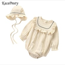 Cotton linen long sleeve baby romper Spring autumn ruffles lace newborn baby jumpsuit toddler kids overalls children pajamas 2024 - buy cheap