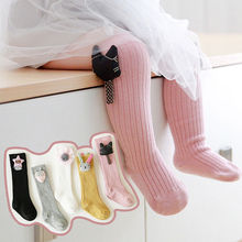 Новые милые детские хлопковые колготки для девочек носки теплые Чулочные изделия Мультяшные кролики кружевные милые мягкие вязаные носки 2024 - купить недорого