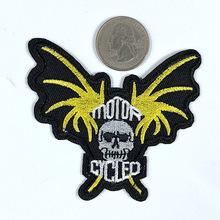 PGY Punk Wind Rock Wing Embroidery Patches Iron On Human Skeleton Head Badges Bleached Bones Head Back Rubber Sew On Appliques 2024 - buy cheap