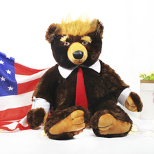60 см Мишка Дональда Трампа, плюшевые игрушки, крутые, США, президент, Мишка с флагом, милые куклы-мишки с животными, плюшевая игрушка Трампа, детские подарки 2024 - купить недорого