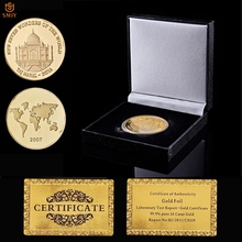 2017 India's Taj Mahal New Seven Wonders of The World Gold Asian Souvenir Coin W/Luxury Black Box 2024 - buy cheap